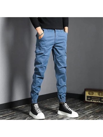 Men's Outdoor Sports Workwear Jeans Wear-Resistant Harem-Style Jeans Slim Multi-Pocket Fashion Casual Pants