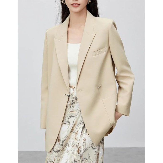 Spring Fall Fashion Trend Loose Suit Jacket Wear to Work Women Formal Clothing Solid Blazer
